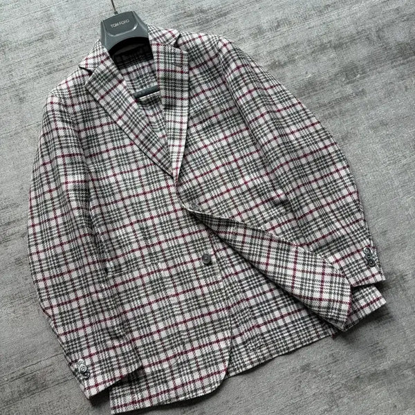[BUNJANG] Tombolini Silk Blend Check Sport Coat - Made in Italy / 신품급 톰볼리니 최고가 실크원단 자개단추 스포츠코트 italy made