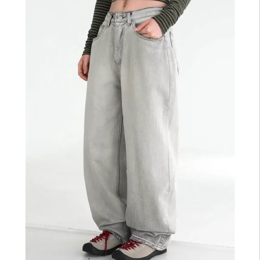 [BUNJANG] OOTJ Binary One Wide Denim Pants / Ootj 도매택 바이너리원 와이드데님 팬츠