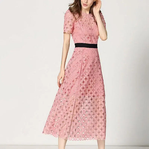 [BUNJANG] Sandro Women's Short Sleeve Dress Pink / 여성S/ 산드로 펀칭 핑크 반팔원피스