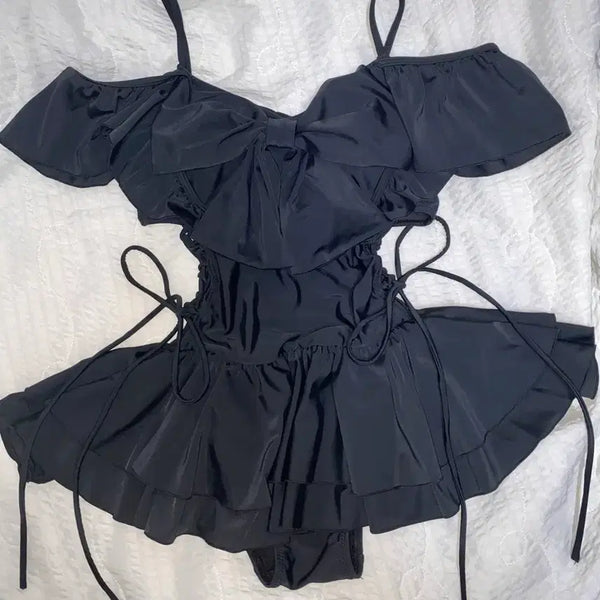 [BUNJANG] Dear My Love Side Lace-up Swimsuit Black L Size / 디어마이러브 사이드 레이스업 수영복 | 디마럽 양산형 지뢰계 스나계
