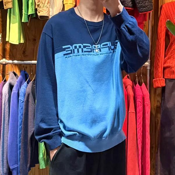 [BUNJANG] Supreme Spelling Logo Navy Knit L / L SUPREME 슈프림 스펠링 로고 네이비 니트