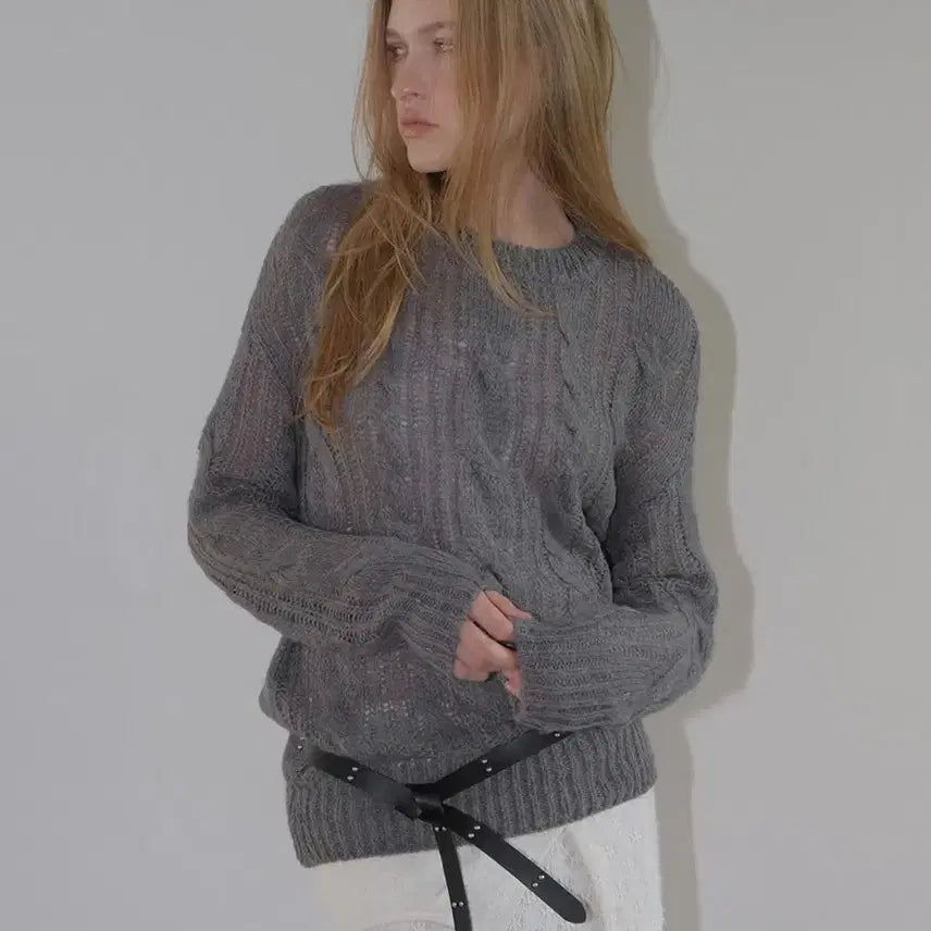 [BUNJANG] Etmon Hairy Cable Pullover Knit Charcoal / [새제품] etmon 에트몽 니트 Hairy Cable Pullover