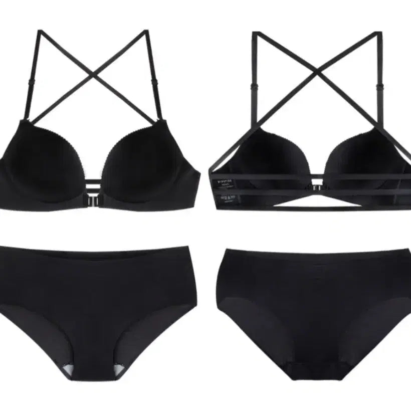 [BUNJANG] Front Hook Bra Set Black 85B / 새)앞후크브라세트.검정85B.블랙