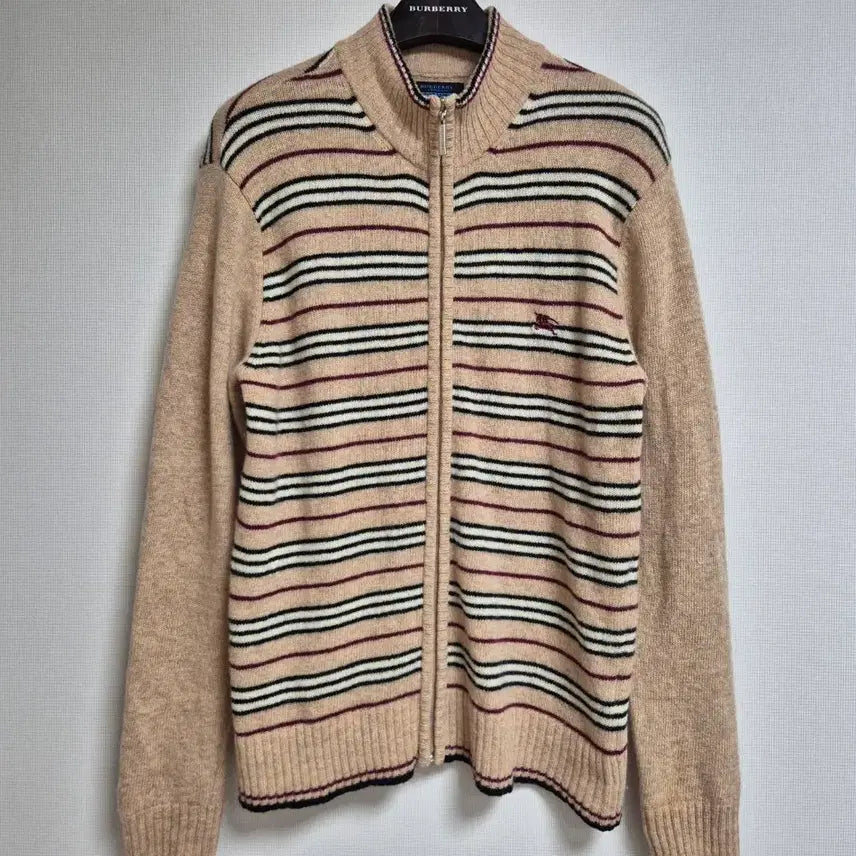 [BUNJANG] Burberry Blue Label Nova Stripe Wool Knit Zip-Up (L/100) / 버버리 블루라벨 김상혁 노바 스트라이프 울 니트짚업 L(100)
