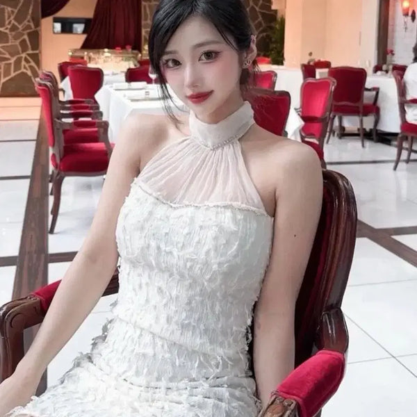 [BUNJANG] Halter See-through Mini Dress / 새상품) 택o 홀터 시스루 원피스