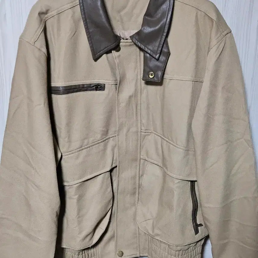 [BUNJANG] TRILLION Color Block Leather Jacket / TRILLION 트릴리온 카라 가죽 배색 자켓