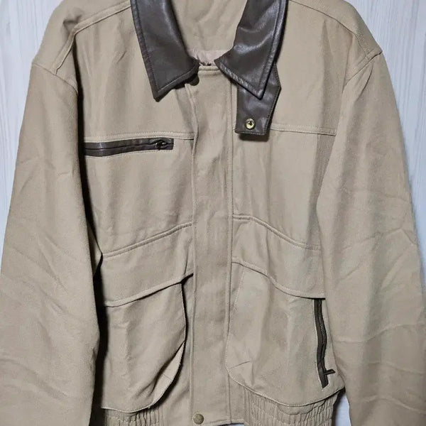 [BUNJANG] TRILLION Color Block Leather Jacket / TRILLION 트릴리온 카라 가죽 배색 자켓