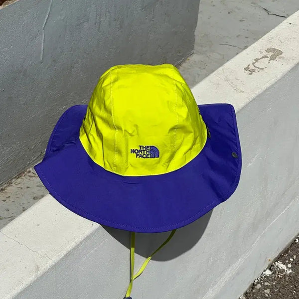 [BUNJANG] The North Face Logo Fluorescent Navy Gore-Tex Jungle Hat Boonie Hat / [M-L] 노스페이스 로고 형광 네이비 고어텍스 정글모 부니햇 모자