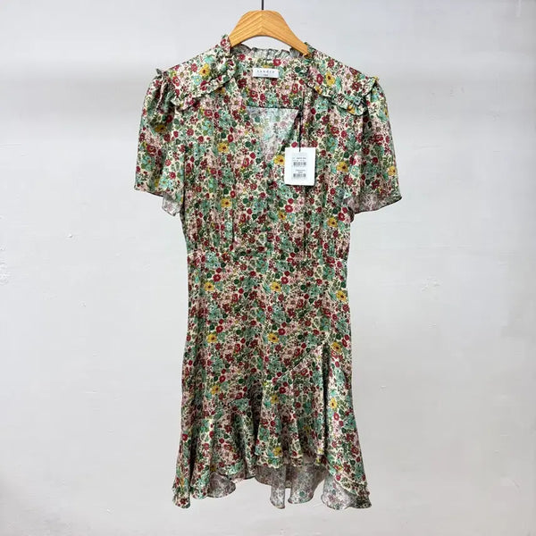 [BUNJANG] Sandro Flower Pattern Short Sleeve Dress / 새상품) 산드로 플라워 원피스 반팔 여성 원피스 JS42