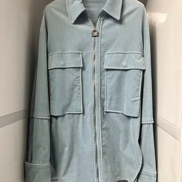 [BUNJANG] Wooyoungmi Blue Corduroy Jumper Size 48 / 우영미 블루 코듀로이 점퍼 48사이즈