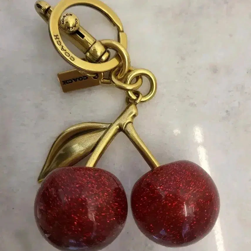 [BUNJANG] Coach Glitter Cherry Charm Keychain / 새제품)코치 글리터 체리키링