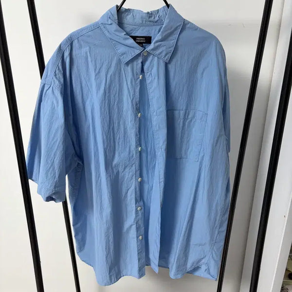 [BUNJANG] Mutandard City Leisure CN Oversized Short Sleeve Shirt Sax Blue / 무탠다드 시티레저 cn 오버사이즈 반소매 셔츠 삭스블루