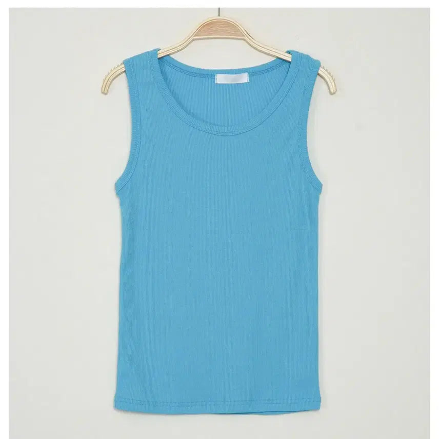 [BUNJANG] Mint Ribbed Round Neck Sleeveless Top / 민트 골지 라운드 나시
