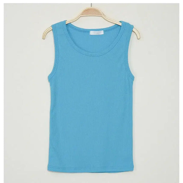 [BUNJANG] Mint Ribbed Round Neck Sleeveless Top / 민트 골지 라운드 나시