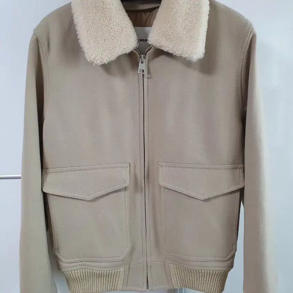 [BUNJANG] Sandro Homme Wool Shearling Aviator Jacket / (S) 산드로 옴므 양털 시어링 에비에이터 자켓