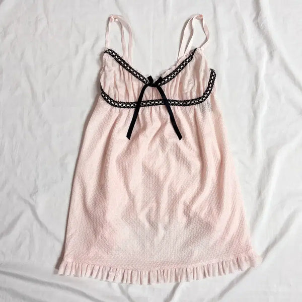 [BUNJANG] Hime Gyaru Ribbon Pink Slip Dress / 히메갸루 로걀 리본 핑크 슬립