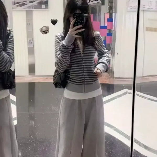[BUNJANG] Striped Hoodie Zip-Up L / 새상품 스트라이프 후드 집업 L