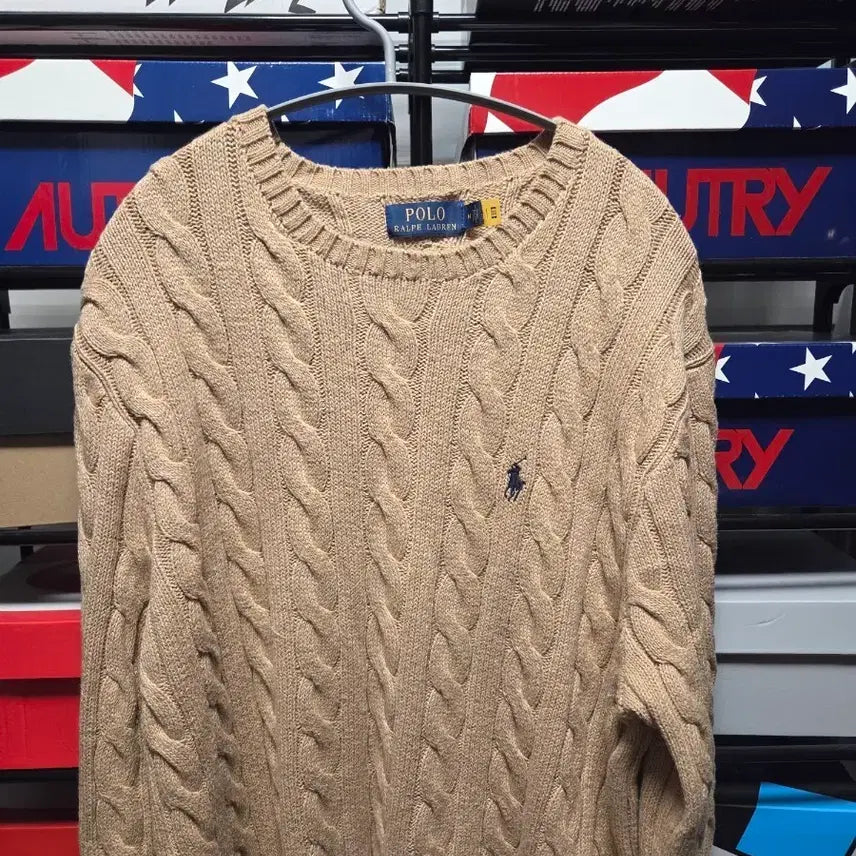[BUNJANG] Polo Ralph Lauren Cable Knit Sweater Beige / 새상품) 폴로 랄프로렌 케이블 니트 베이지