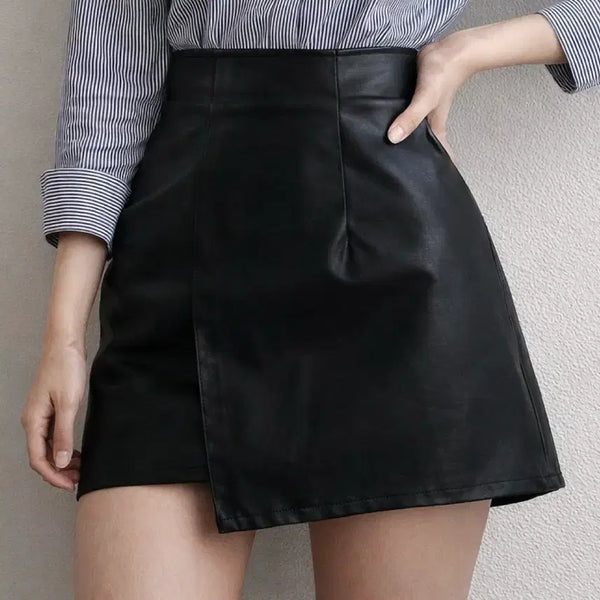 [BUNJANG] Black Leather Mini Skirt / 블랙 레더 스커트