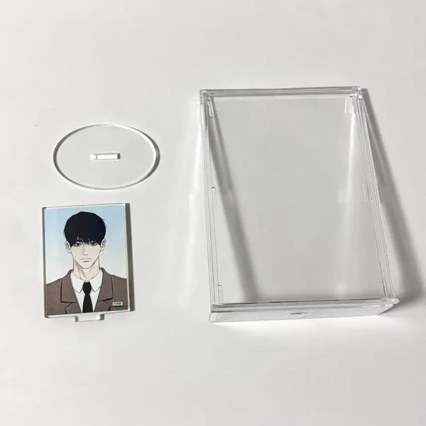 [BUNJANG] Unslip Choi San (Ateez) Proof Photo Acrylic Stand + Postcard Exhibition / Photo Box Case Holder / 언슬립 서채준 증명사진 아크릴 스탠드 + 엽서 전시 프박 케이스 홀더