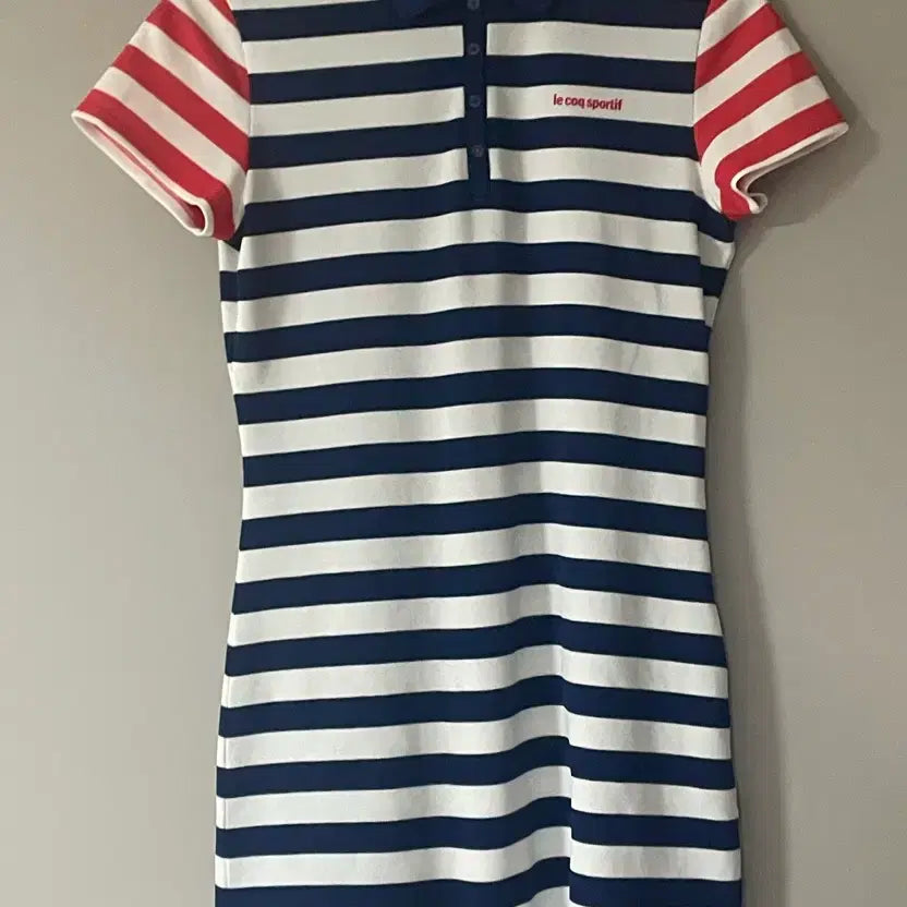 [BUNJANG] Le Coq Sportif Striped Collar Dress / 르꼬끄 스트라이프 카라 원피스 2-3번 착용 거의새옷 컨디션