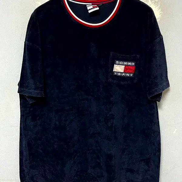 [BUNJANG] Tommy Jeans 90s Towelling Ringer Pocket Men's T-Shirt Dark Navy XL / 타미진스 90s 타월지 링거 포켓 남자 반팔티셔츠 다크네이비 XL 105