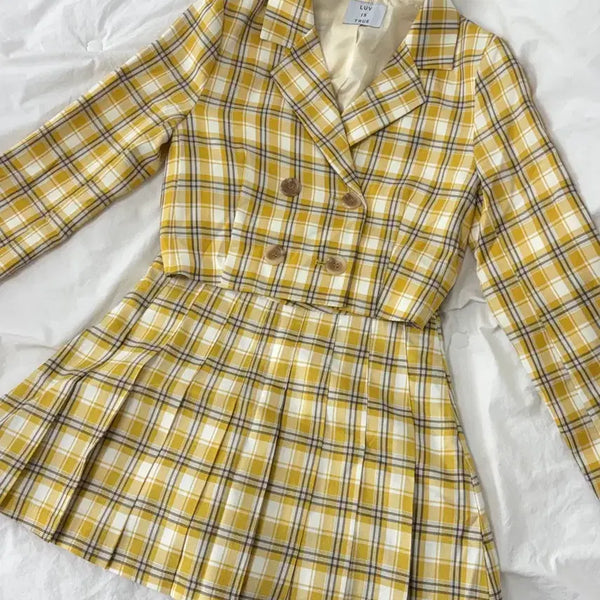 [BUNJANG] Love is True Check Setup Jacket and Skirt Set / S) 러브이즈트루 체크 셋업
