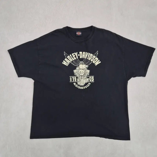 [BUNJANG] Harley-Davidson Short-Sleeve T-Shirt, Oversized Fit / 할리데이비슨 반팔티셔츠 가슴단면 68CM 빅사이즈