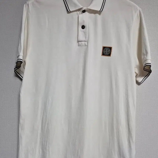 [BUNJANG] Stone Island White Slim Fit Polo Shirt XL / 스톤아일랜드 화이트 슬림핏 카라티 XL