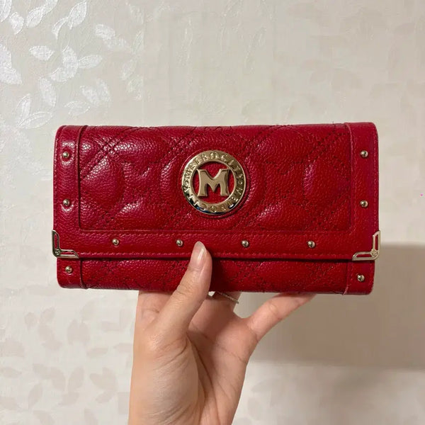 [BUNJANG] Metrogcity Quilted Long Wallet Red / 상태S급) 정품 메트로시티 장지갑 레드