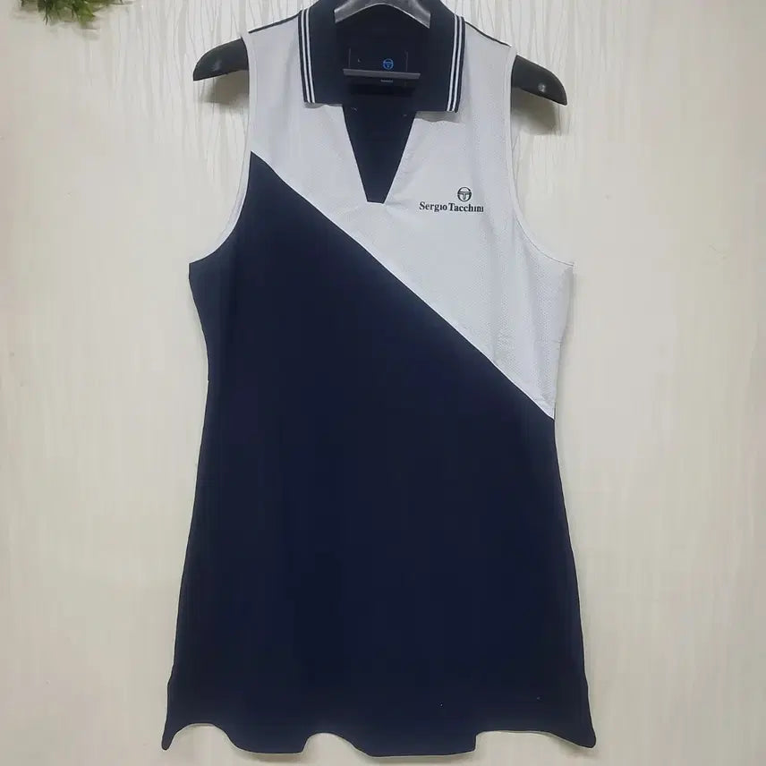 [BUNJANG] Sergio Tacchini Tennis Sleeveless Dress L (Navy & White) / 새상품 세르지오타키니 테니스 나시 민소매 원피스 L 100 55 66