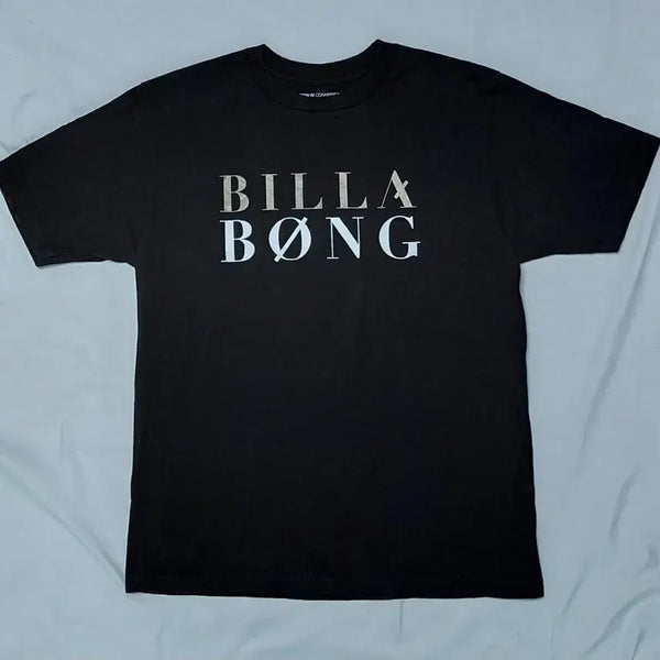 [BUNJANG] Billabong Black Logo Short Sleeve T-Shirt Boys Large / Women's Small / [정품] 빌라봉 블랙 로고 반팔 티셔츠 (S) - 상태 우수