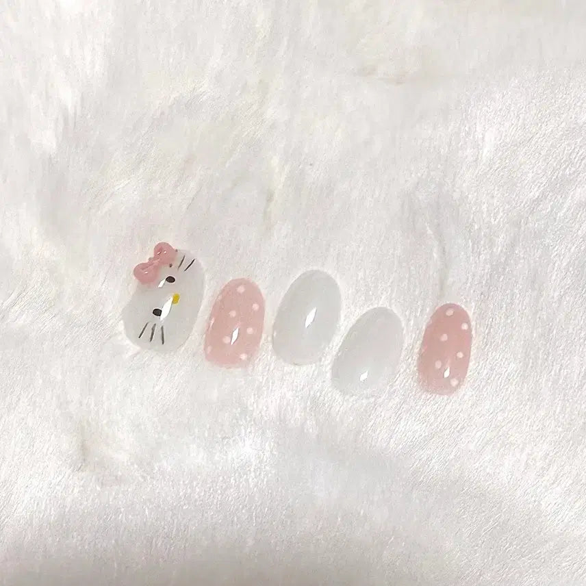 [BUNJANG] Handmade Hello Kitty Nail Tips / (할인)가로키티 수제네일팁