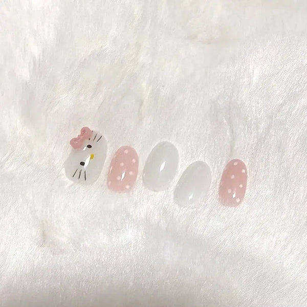 [BUNJANG] Handmade Hello Kitty Nail Tips / (할인)가로키티 수제네일팁