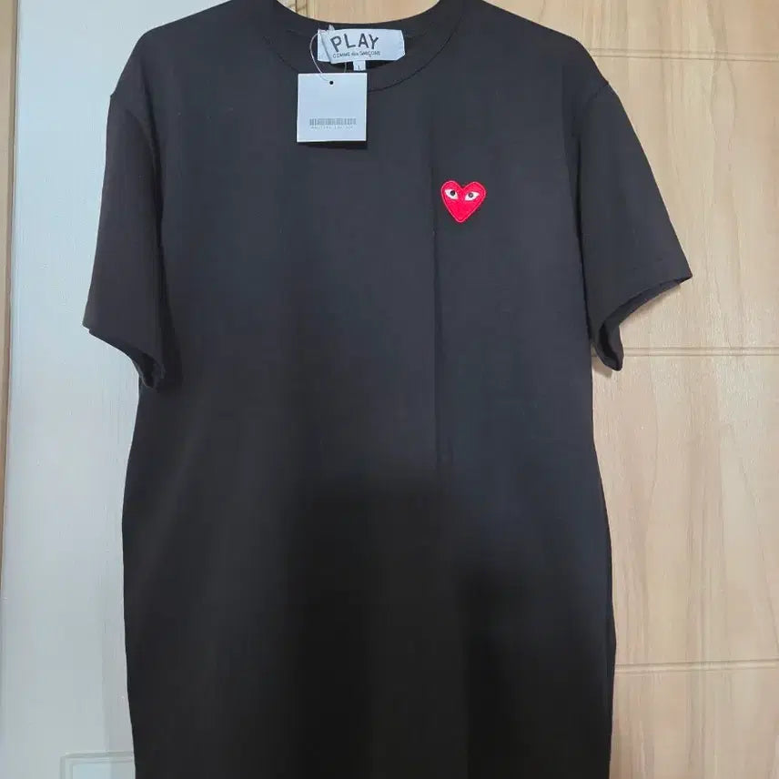 [BUNJANG] Comme des Garçons PLAY Black Short Sleeve T-Shirt L/XL / 할인)  꼼데가르송 플레이 반팔 티셔츠 블랙 L.  XL