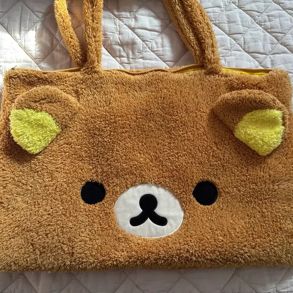 [BUNJANG] Rilakkuma Mokomoko Face Tote Bag / 리락쿠마 모코모코 페이스 데카 가방 토트백