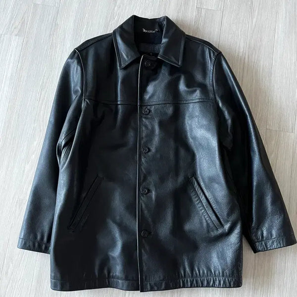 [BUNJANG] Vintage J.Crew Leather Car Coat / 빈티지 제이크루 레더 카코트