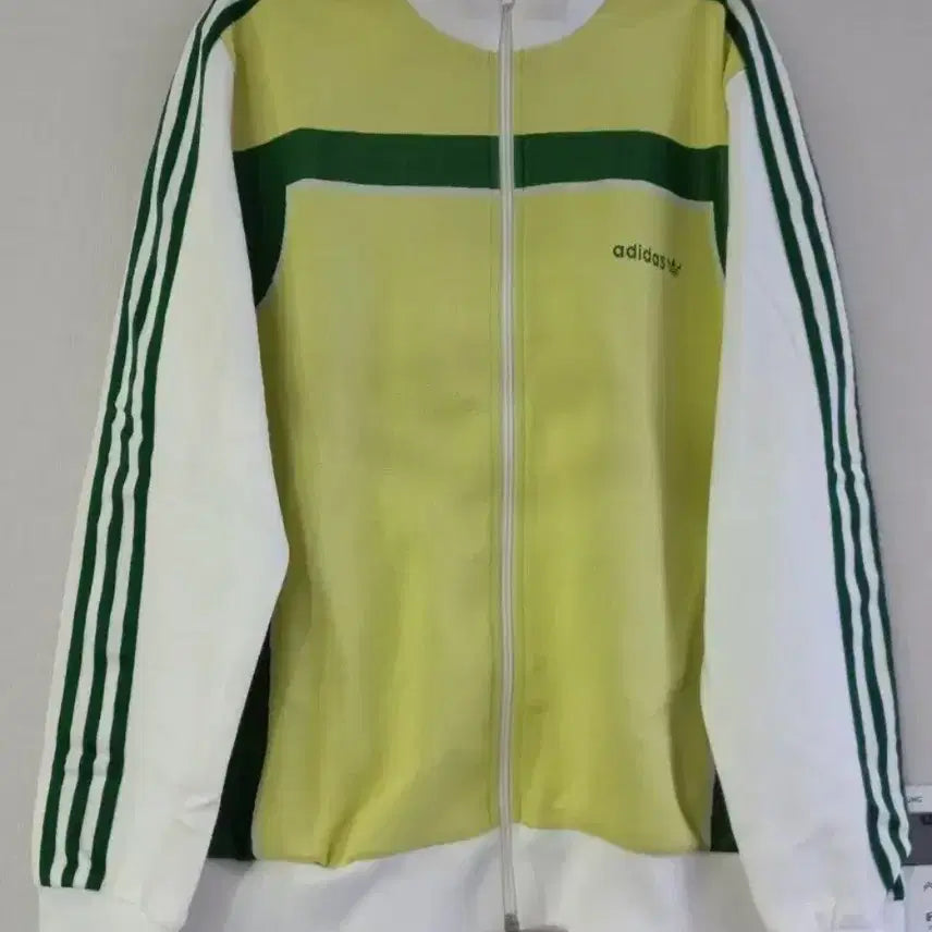 [BUNJANG] Adidas Rare Lemon White/Green Track Top Jersey Zip-Up L / 아디다스 희귀 대장급 레몬 흰초 트랙탑 저지 져지집업 100/L