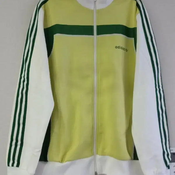 [BUNJANG] Adidas Rare Lemon White/Green Track Top Jersey Zip-Up L / 아디다스 희귀 대장급 레몬 흰초 트랙탑 저지 져지집업 100/L