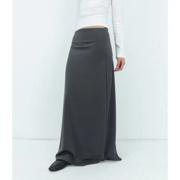 [BUNJANG] Maxi Jersey Long Skirt (Charcoal) / 져지 맥시 롱스커트 (차콜 컬러)