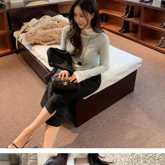 [BUNJANG] Love Meow Sia Tencel T-Shirt Mint/Ivory / 러브미우 시아 텐셀티 민트/아이보리