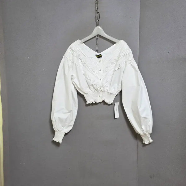 [BUNJANG] V-Neck Waistband Blouse - Size F / 브이넥 허리밴드 블라우스 F  미착용제품  n4150