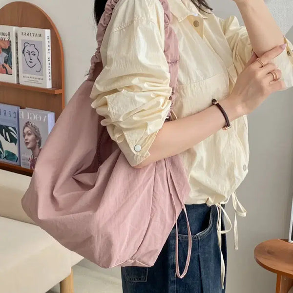 [BUNJANG] Shirre String Crisp Shoulder Eco Bag / (새상품) 셔링 스트링 바스락 숄더 에코백