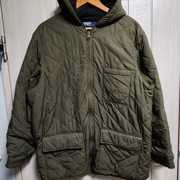 [BUNJANG] Vintage 00s Ralph Lauren Khaki Quilting Hoodie (L) / 00s 빈티지 Ralph Lauren 폴로 랄프로렌 카키 퀄팅 후드(L)