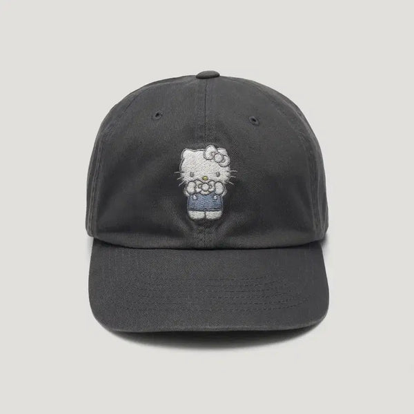[BUNJANG] Parvenu Hello Kitty Washed Embroidered Ball Cap Charcoal / (새상품) 파르벵 헬로 키티 워시드 엠브로이디드 볼캡 차콜