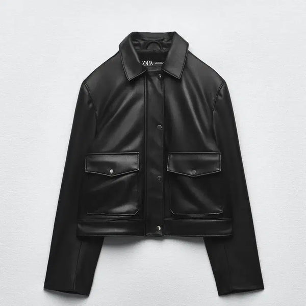 [BUNJANG] Zara Faux Leather Jumper / 자라 페이크 레더 점퍼