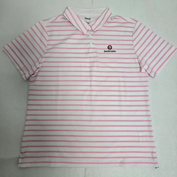 [BUNJANG] Lambretta Pink Stripe Short Sleeve Polo Shirt - Medium / 람브레타 핑크 스트라이프 반팔 폴로티 M 새상품