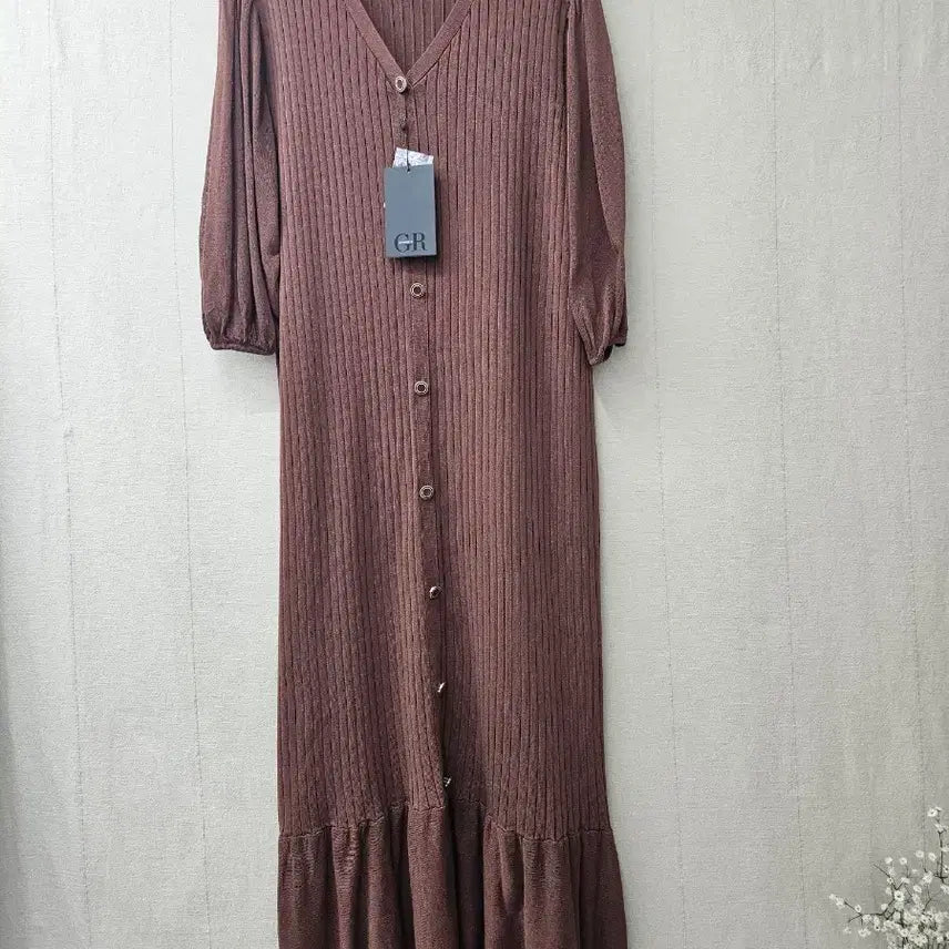 [BUNJANG] Georges Rech Brown Knit Long Dress (Size 95) / 새제품 조르쥬레쉬 밑단프릴 니트롱원피스 95