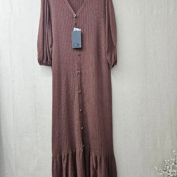 [BUNJANG] Georges Rech Brown Knit Long Dress (Size 95) / 새제품 조르쥬레쉬 밑단프릴 니트롱원피스 95