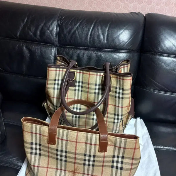 [BUNJANG] Burberry Check Tote Bag Set / 버버리 체크 토트백 세트(정품)